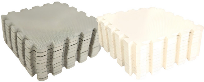 손할매 어린이안전인증 12mm 놀이방 무지 퍼즐매트 2종 x 10p, 아이보리 + 그레이, 1세트