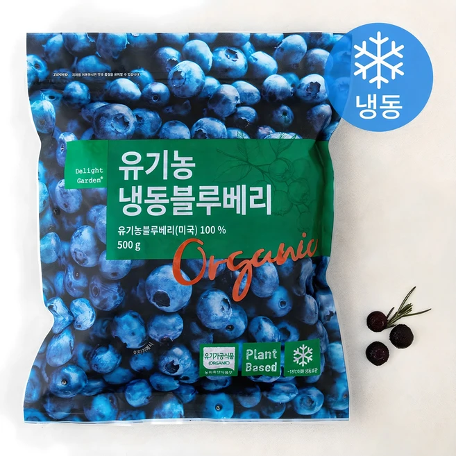 딜라잇가든 유기가공식품 인증 블루베리 (냉동), 500g, 1개 - 쿠팡