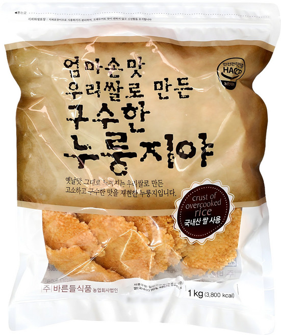 바른들식품 엄마손맛 우리쌀로 만든 구수한 누룽지야, 1kg, 1개