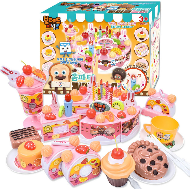 브레드이발소 홈파티 케이크 소꿉놀이, 혼합색상, 1개