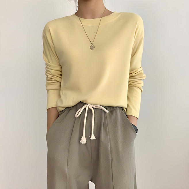 Thebonu 女款柔軟基本款寬鬆長袖T恤