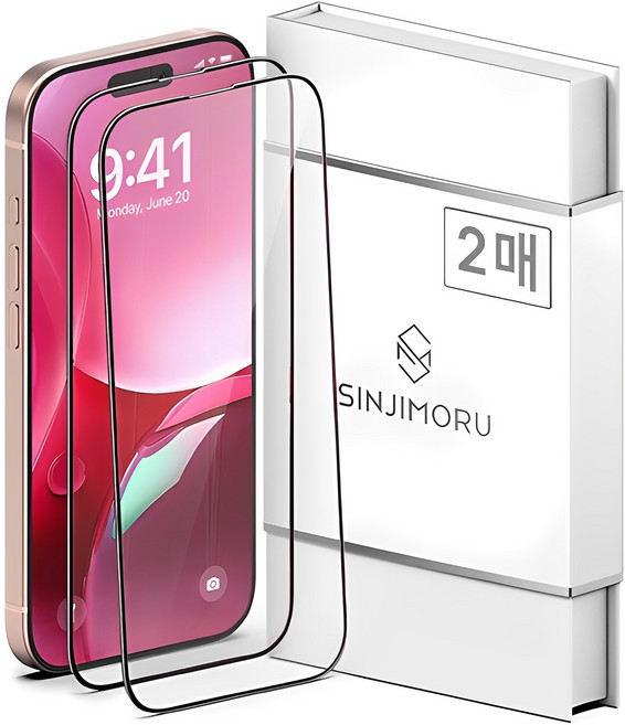 신지모루 풀커버 하이브리드 강화유리 휴대폰 액정보호필름 2매입, 1세트