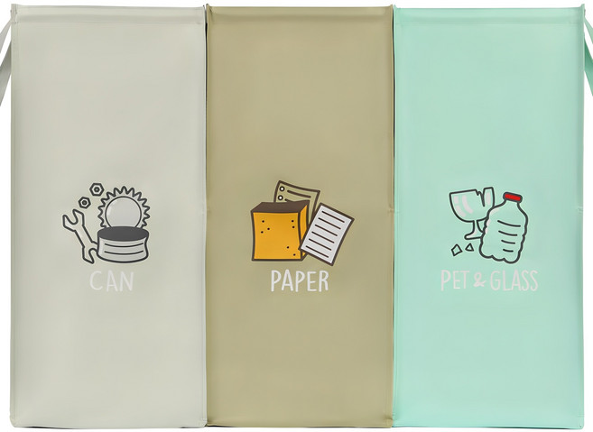 코멧 대형 재활용 분리수거함 54L 3종 세트, 혼합색상, 1세트