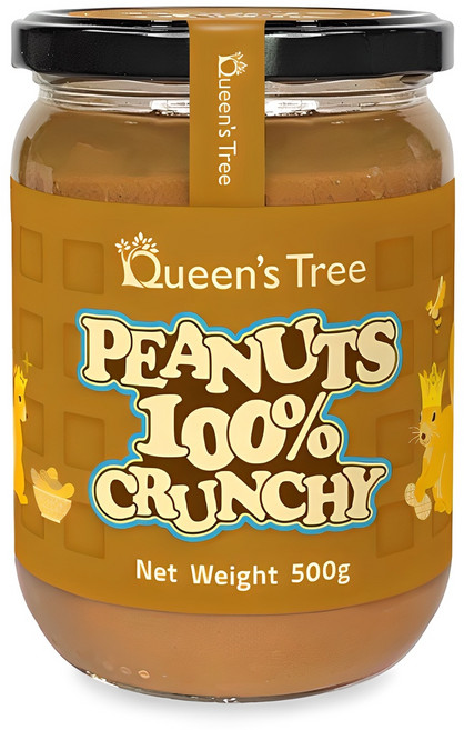 퀸즈트리 100% 땅콩 피넛버터 크런치, 500g, 1개