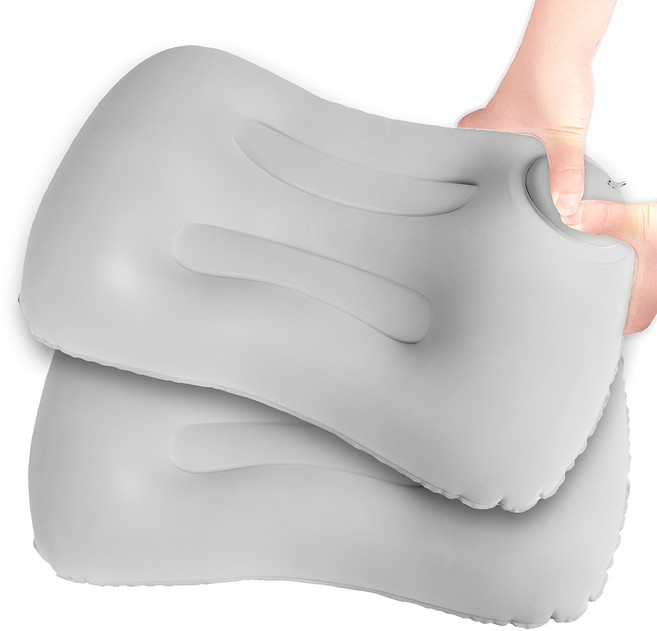 아리코 휴대용 에어펌프 캠핑베개, 그레이, 2개