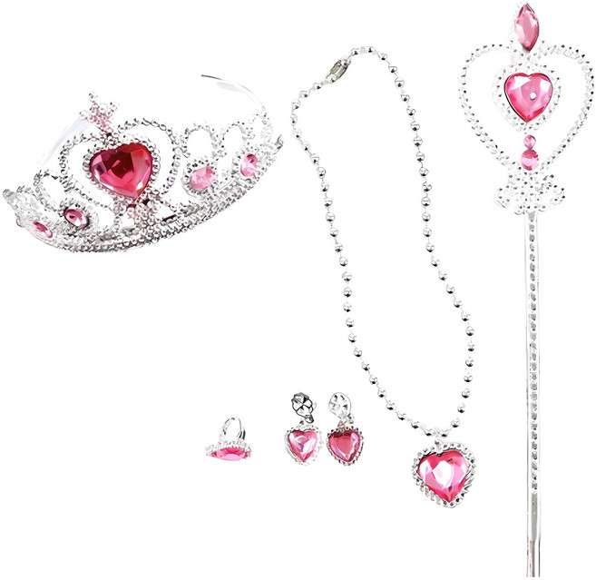 파티쇼 공주 왕관 악세사리 5종 세트, 핑크, 1세트