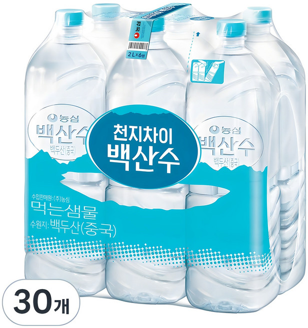 백산수 무라벨 생수, 2L, 30개