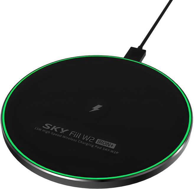 SKY 필 W2P 아이언+ 15W 고속 무선충전기 패드 SKY-W2P, 나이트블랙, 1개