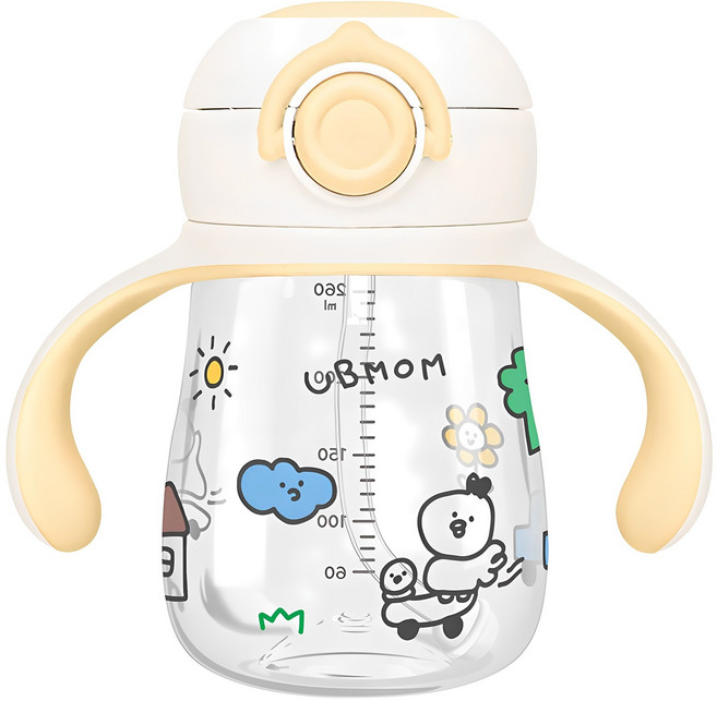 유비맘 트라이탄 데일리 원터치 빨대컵, 260ml, 1개, 옐로우