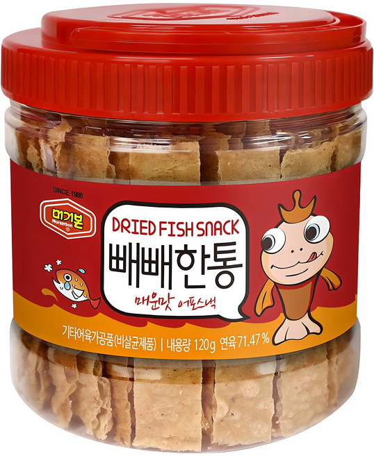 머거본 빼빼한통 매운맛 어포스낵, 120g, 1개