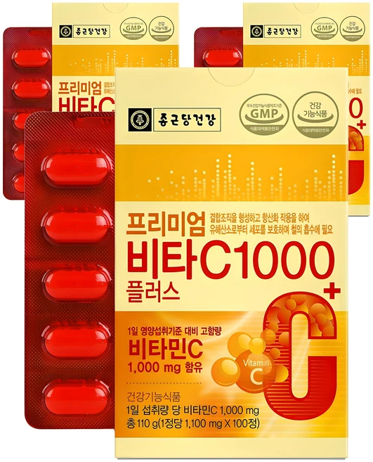 종근당건강 프리미엄 비타C 1000플러스, 100정, 3개 - 쿠팡