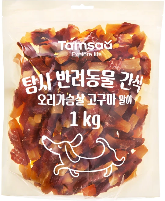 탐사 반려동물 간식 오리가슴살 고구마 말이, 1kg, 1개 - 쿠팡