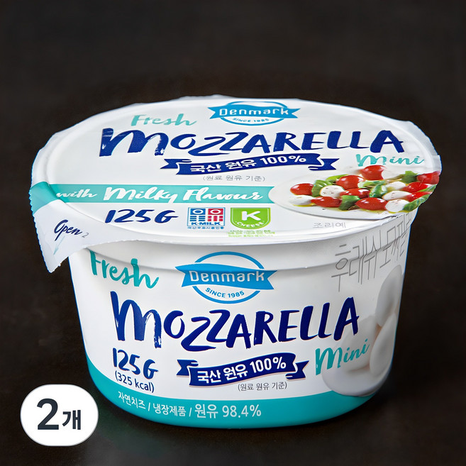 덴마크 후레쉬모짜 미니, 125g, 1개입, 2개