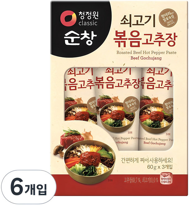 청정원순창 쇠고기 볶음고추장, 60g, 6개