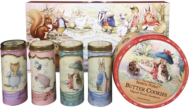 피터래빗 쿠키웨이퍼 쿠키 선물세트, 데니쉬 버터 쿠키 454g + 럭셔리 웨이퍼 롤 100g 4종, 1세트