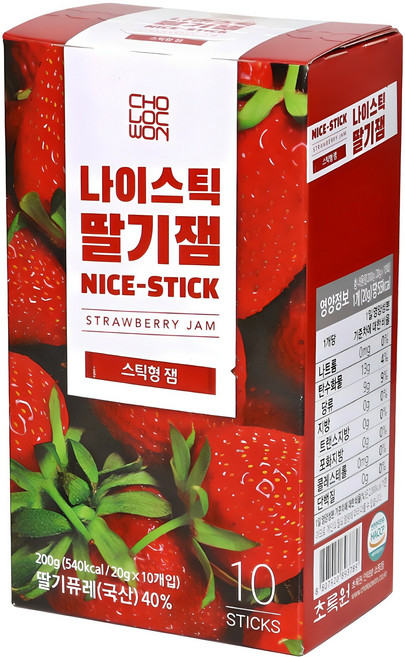 초록원 나이스틱 딸기잼 10p, 20g, 10개