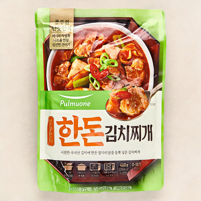 풀무원 반듯한식 한돈 김치찌개 냉장, 460g, 1개