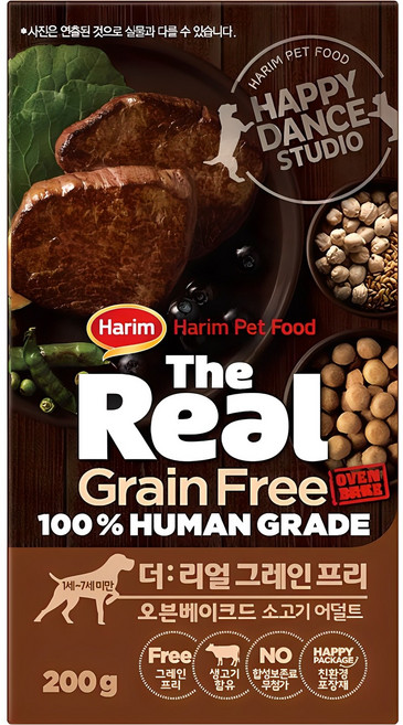 하림펫푸드 어덜트 강아지 더리얼 그레인프리 오븐베이크드 건식사료, 소, 200g, 1개