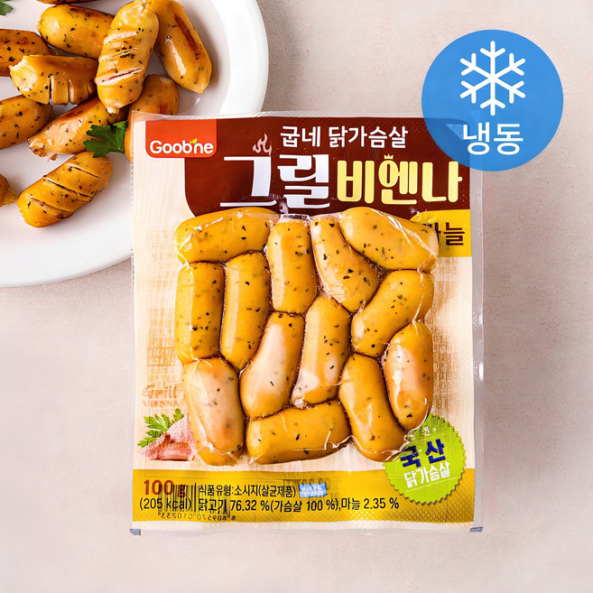 굽네 닭가슴살 그릴 비엔나 마늘 (냉동), 100g, 1개