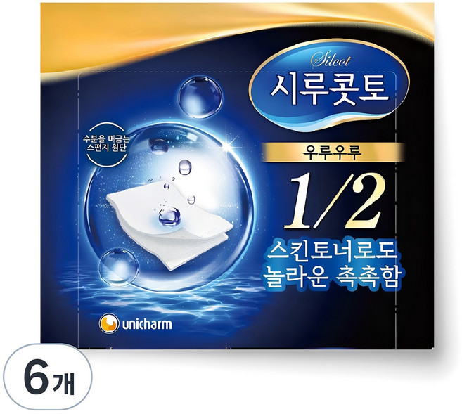 시루콧토 우루우루 화장솜, 40개입, 6개