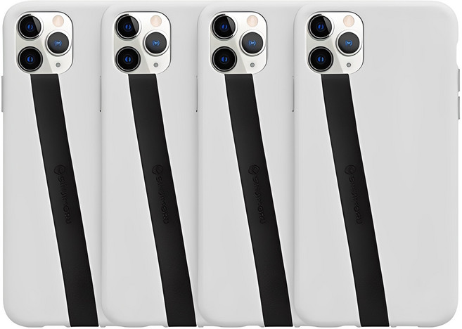 신지모루 실리콘 핸드폰 핑거 스트랩, 블랙, 4개