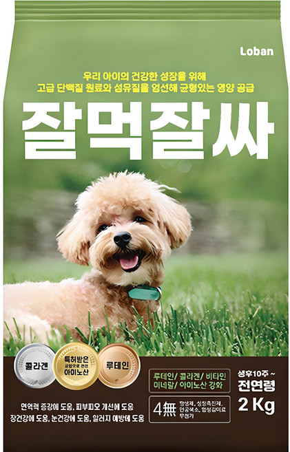 잘먹잘싸 전연령 강아지 건식사료, 연어, 2kg, 1개