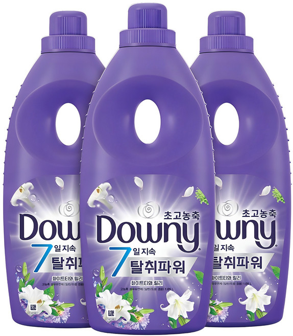 다우니 고농축 섬유유연제 화이트티와 릴리 본품, 1.05L, 3개