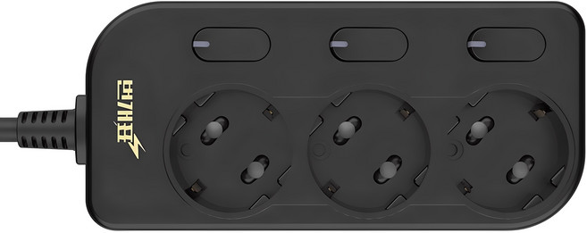 번개표 절전형 뉴개별스위치 멀티탭 3구, 3m, 블랙, 1개