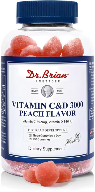 닥터브라이언 비타민 C&D 3000 복숭아맛, 100정, 1개 - 쿠팡
