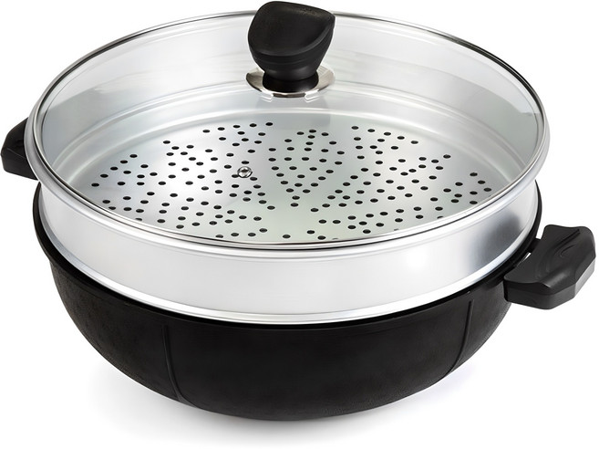 퀸센스 올비아 인덕션 2단찜 멀티 웍, 36cm, 혼합색상, 1개