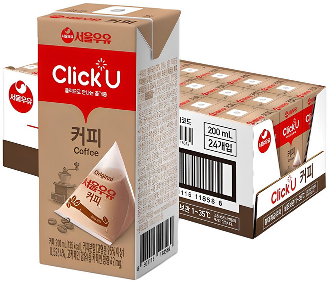 클릭유 커피우유, 200ml, 24개