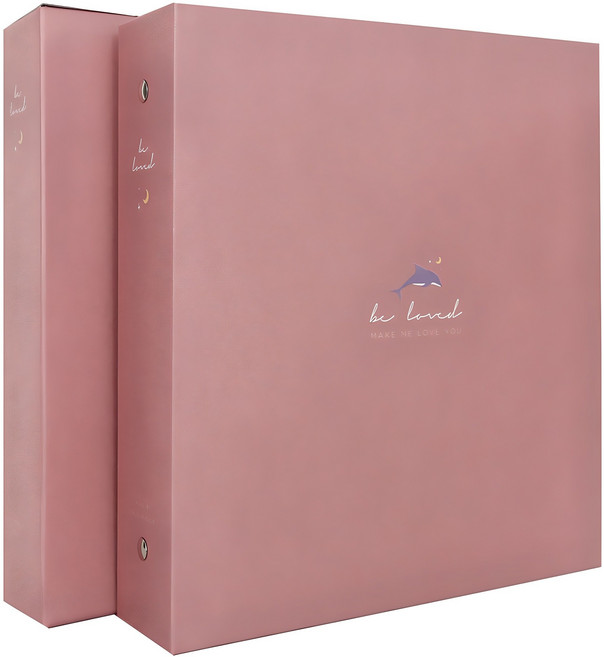 앨범샵 러브 바인더 접착식 포토앨범, 핑크돌핀 + 백색내지, 50매