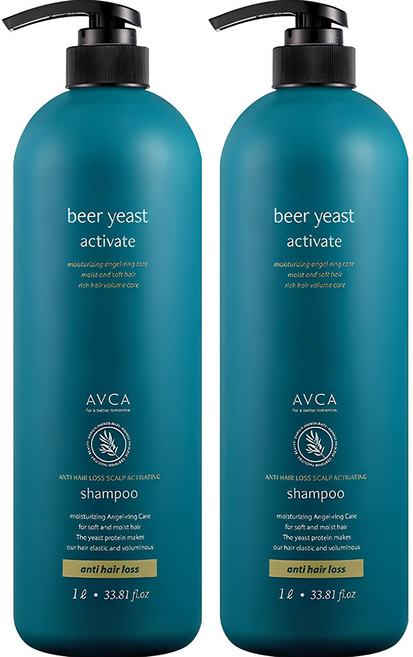 아브카 맥주효모 두피케어 탈모증상 완화 샴푸 티트리향, 1L, 2개