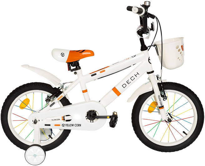 옐로우콘 아동용 데크 18형 네발 보조 바퀴 자전거, 화이트, 126cm, 1개