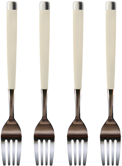 프렌치블랑 디저트 과일포크, 크림실버, 4개