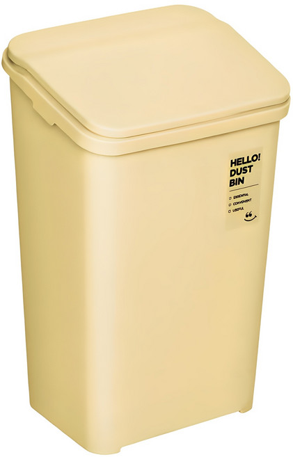 네이쳐리빙 부드럽게 열리는 원터치 휴지통 20L, 버터