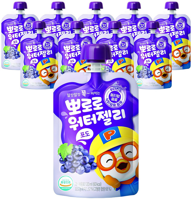 팔도 뽀로로 워터젤리 포도, 120ml, 10개