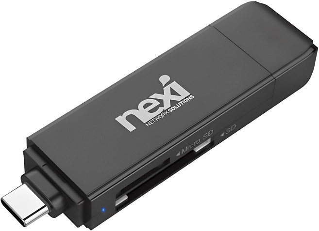 넥시 USB3.1/3.0 OTG 카드리더기 마이크로 SD 카드 NX-U3130CR NX610, 78mm, 블랙, 1개
