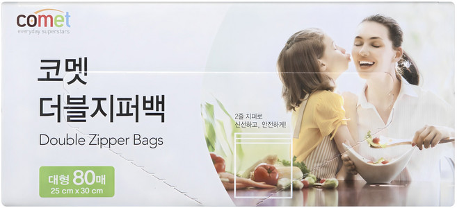코멧 더블 지퍼백, 대(L), 80개입, 1개