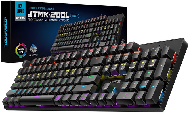 조이트론 게이밍 기계식 키보드, 블랙, JTMK-200L, 청축