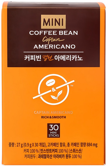 커피빈 캡틴 아메리카노 원두커피믹스, 900mg, 30개입, 1개
