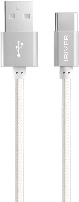 아이리버 C-Type 패브릭 고속 충전케이블 IHC-M20C, 2m, 실버, 1개