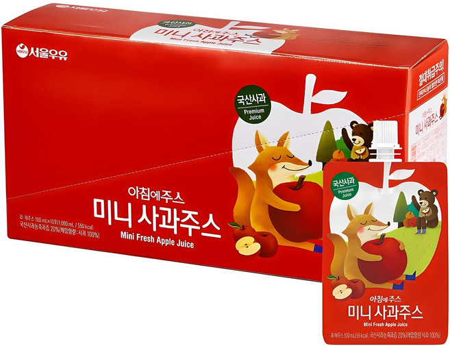 아침에주스 미니 사과 주스, 100ml, 10개