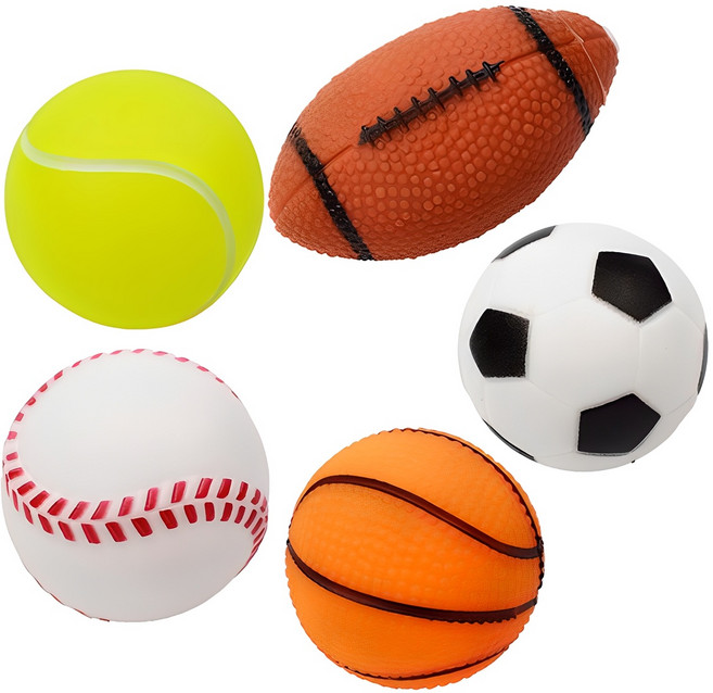 아리코 강아지 삑삑이 스포츠 장난감 5종 세트, 혼합색상, 1세트