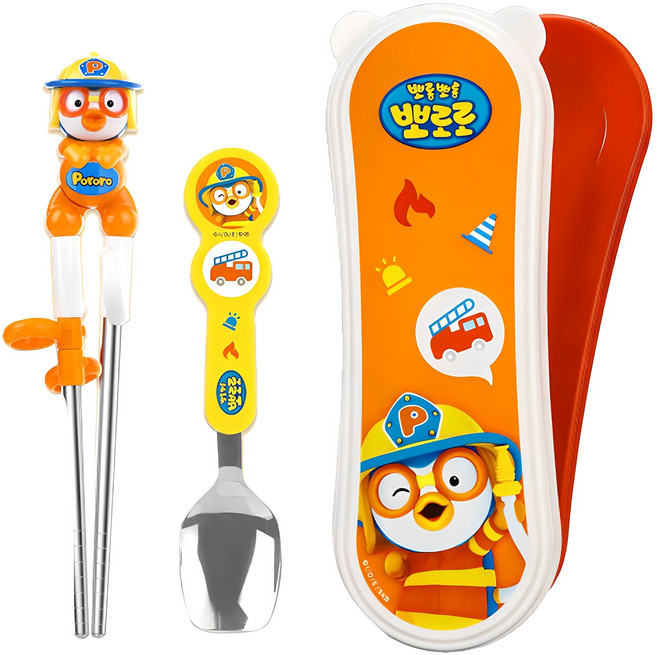 에디슨 이지 스텐 수저 케이스 세트, 소방관뽀로로, 단품, 1세트