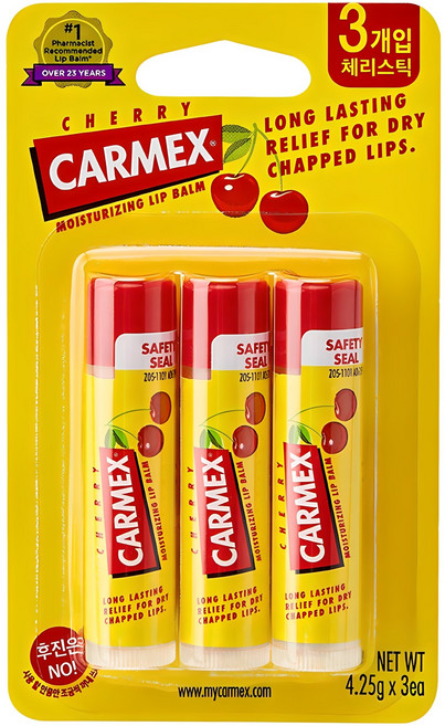 카멕스 모이스처라이징 립밤 스틱 3p, 체리향, 12.75g, 1개