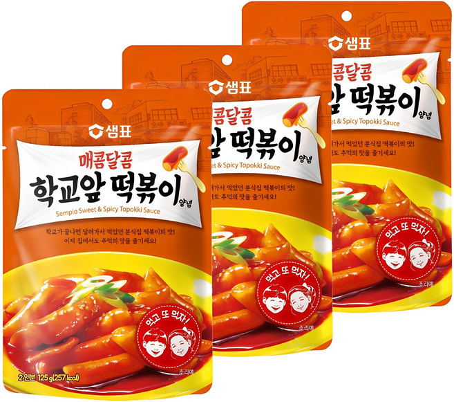 샘표 매콤달콤 학교앞 떡볶이 양념, 125g, 3개
