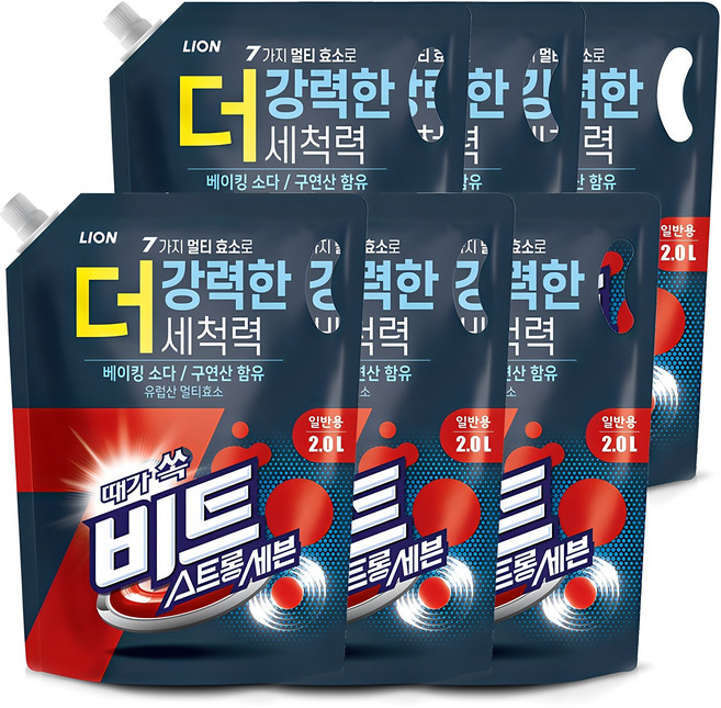 비트 스트롱 세븐 일반용 액상세제 리필, 2L, 6개