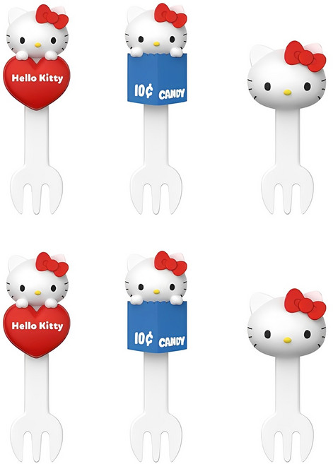 보프렌즈 산리오 헬로키티 도시락 포크픽 세트, 6개, 1세트