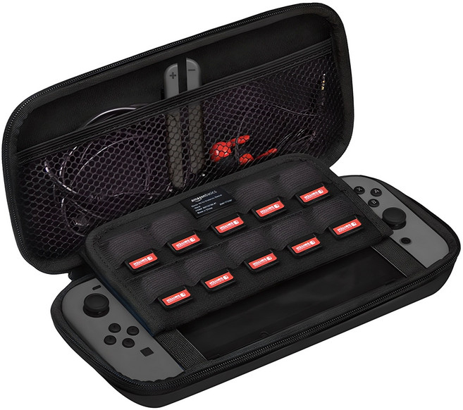 안녕마켓 닌텐도 스위치 휴대용 하드 파우치, 블랙, 1개